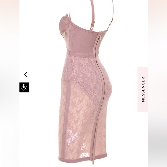 House of CB Perrina Mauve Sheer Lace Bandage Dress With High Waisted Briefs - Picture 7 of 15